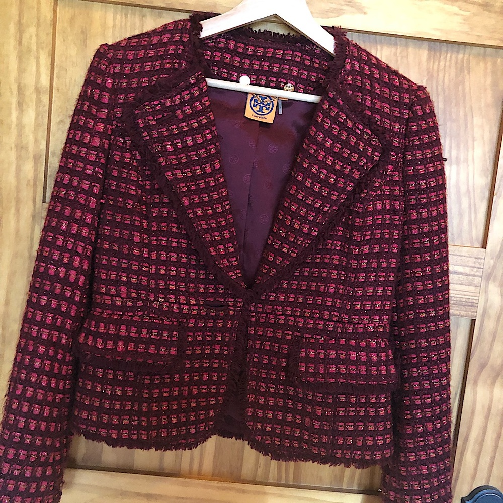 Tory Burch Victory Tweed Jacket w fringe size 0